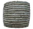 Brown And Silver Modern Stripes Pattern Jute Pouf
