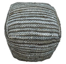 Brown And Silver Modern Stripes Pattern Jute Pouf