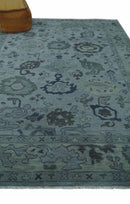 Gray and Charcoal Wool Area Rug Hand Knotted Traditional Oushak Antique Look Style