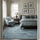Gray and Charcoal Wool Area Rug Hand Knotted Traditional Oushak Antique Look Style
