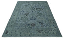 Gray and Charcoal Wool Area Rug Hand Knotted Traditional Oushak Antique Look Style