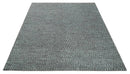 Gray and Charcoal Geometrical Bricks Design Hand carved Texture Hand Knotted 10x14 Wool and Silk Area Rug by The Rug Decor