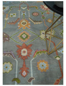 Gray and Gold Hand knotted 8x10 And 9x12 Traditional Oushak wool Area Rug by The Rug Decor