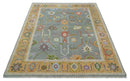 Gray and Gold Hand knotted 8x10 And 9x12 Traditional Oushak wool Area Rug by The Rug Decor