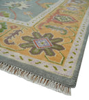 Gray and Gold Hand knotted 8x10 And 9x12 Traditional Oushak wool Area Rug by The Rug Decor