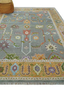 Gray and Gold Hand knotted 8x10 And 9x12 Traditional Oushak wool Area Rug by The Rug Decor