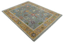 Gray and Gold Hand knotted 8x10 And 9x12 Traditional Oushak wool Area Rug by The Rug Decor