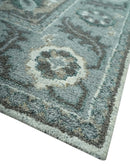 Gray and Ivory Traditional Heriz Hand Knotted 5x8 wool area rug