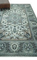 Gray and Ivory Traditional Heriz Hand Knotted 5x8 wool area rug