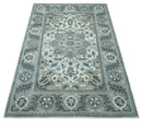 Gray and Ivory Traditional Heriz Hand Knotted 5x8 wool area rug