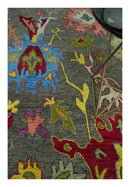 Gray and Olive Hand Knotted Wool Oushak Traditional Area Rug in Multiple Sizes by The Rug Decor
