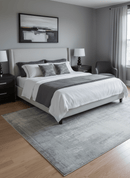 Gray And Silver Modern Abstract Design Hand Knotted Bamboo Silk Area Rug