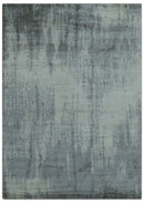 Gray And Silver Modern Abstract Design Hand Knotted Bamboo Silk Area Rug