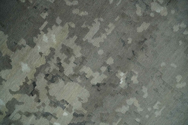 Gray and Silver Modern Abstract Hand knotted 6x9 Wool and Art Silk Area Rug
