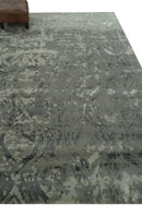 Gray and Silver Modern Abstract Hand knotted 6x9 Wool and Art Silk Area Rug