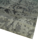 Gray and Silver Modern Abstract Hand knotted 6x9 Wool and Art Silk Area Rug