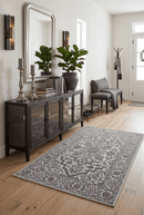 Gray and Silver Traditional Design Hand Tufted Wool Area Rug - 5x8