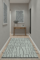 Gray and Taupe Hand Knotted Modern Stripes Deign 5x8 wool area rug