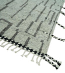 Gray and Taupe Hand Knotted Modern Stripes Deign 5x8 wool area rug