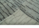 Gray and Taupe Hand Knotted Modern Stripes Deign 5x8 wool area rug