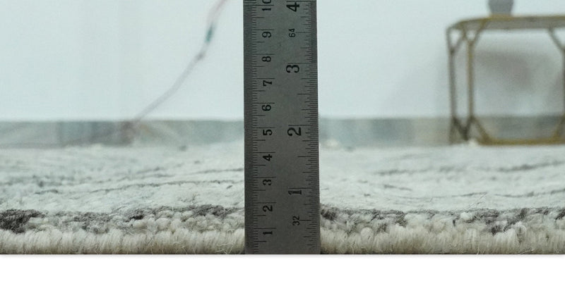 Gray and Taupe Hand Knotted Modern Stripes Deign 5x8 wool area rug