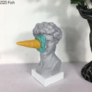 Gray and teal ice cream david statue living room resin sculpture by Decorbites