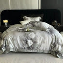 GobekUsa Flowers Pattern Brushed Bedding Set: Duvet Cover, Bed Sheet, Fitted Sheet, Pillowcase 4Pcs