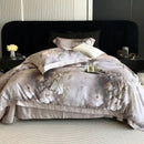 GobekUsa Flowers Pattern Brushed Bedding Set: Duvet Cover, Bed Sheet, Fitted Sheet, Pillowcase 4Pcs
