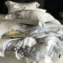 GobekUsa Flowers Pattern Brushed Bedding Set: Duvet Cover, Bed Sheet, Fitted Sheet, Pillowcase 4Pcs