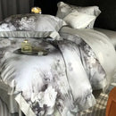 GobekUsa Flowers Pattern Brushed Bedding Set: Duvet Cover, Bed Sheet, Fitted Sheet, Pillowcase 4Pcs
