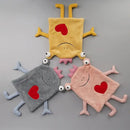 Gray and yellow frog design hand towel bathroom plush monster decor by Decorbites