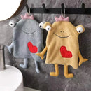 Gray and yellow frog design hand towel bathroom plush monster decor by Decorbites