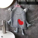 Gray and yellow frog design hand towel bathroom plush monster decor by Decorbites