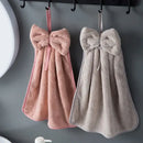 Gray & beige bowknot coral velvet hand towels kitchen cleaning cloths by Decorbites
