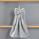 Gray & beige bowknot coral velvet hand towels kitchen cleaning cloths by Decorbites