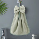 Gray & beige bowknot coral velvet hand towels kitchen cleaning cloths by Decorbites