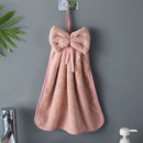 Gray & beige bowknot coral velvet hand towels kitchen cleaning cloths by Decorbites