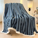 GobekUsa Jacquard Blanket: Winter Thickened Lamb Wool Nap Shawl for Living Room