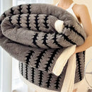 GobekUsa Jacquard Blanket: Winter Thickened Lamb Wool Nap Shawl for Living Room