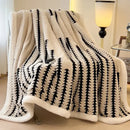 GobekUsa Jacquard Blanket: Winter Thickened Lamb Wool Nap Shawl for Living Room