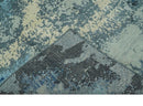 Gray, Blue and Black Modern Abstract 5x8 Hand Knotted wool area rug