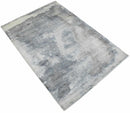 Modern Abstract Gray and Ivory Hand Loom Viscose 5x8 Area Rug