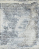 Modern Abstract Gray and Ivory Hand Loom Viscose 5x8 Area Rug