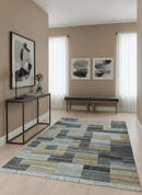 Gray, Charcoal, Ivory and Beige Modern Geometrical 5x8 Pet yarn Area Rug