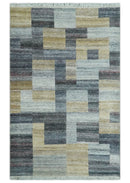 Gray, Charcoal, Ivory and Beige Modern Geometrical 5x8 Pet yarn Area Rug