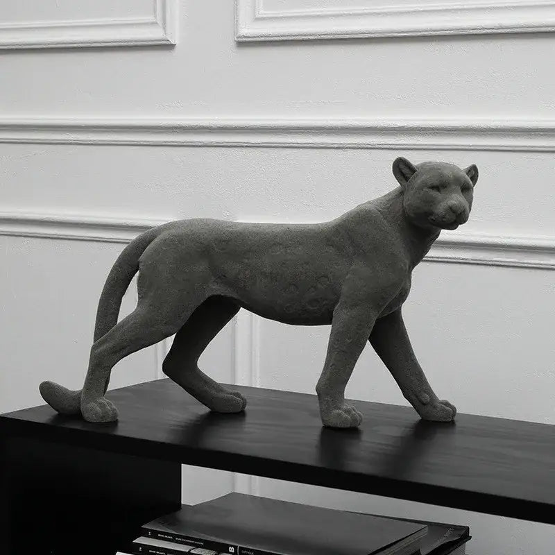 GobekUsa Leopard Flocking Sculpture Cheetah Pendant Home Decor Figurine