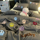 GobekUsa Cotton Cartoon Towel Embroidery Bedding Set: Quilt Cover, Bed Sheet, Pillowcases