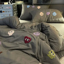 GobekUsa Cotton Cartoon Towel Embroidery Bedding Set: Quilt Cover, Bed Sheet, Pillowcases