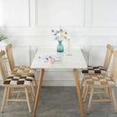 Gray & cream plaid corduroy cushion dining room chair pad by Decorbites