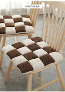 Gray & cream plaid corduroy cushion dining room chair pad by Decorbites